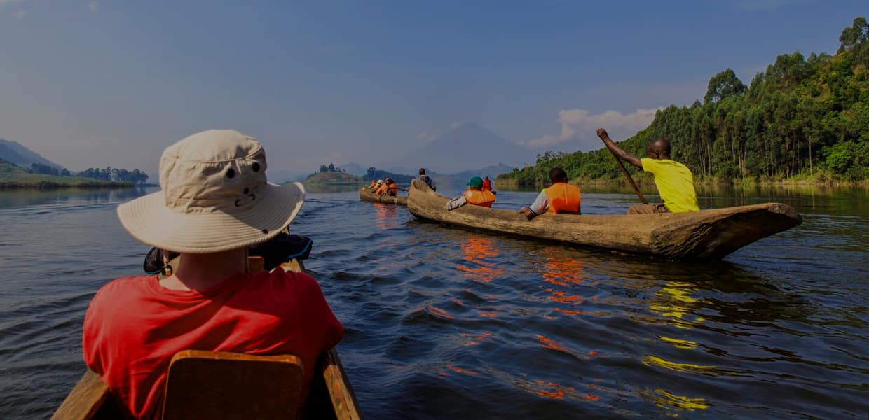 Boat Canoe along Lake Mutanda. Credit Lake Mutanda Resort